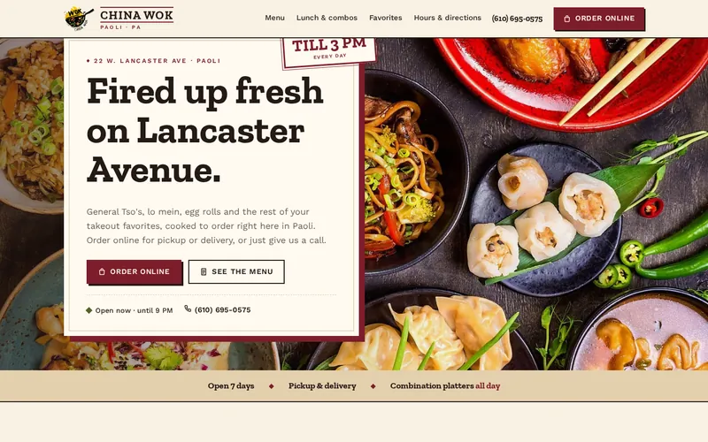 China Wok website homepage screenshot