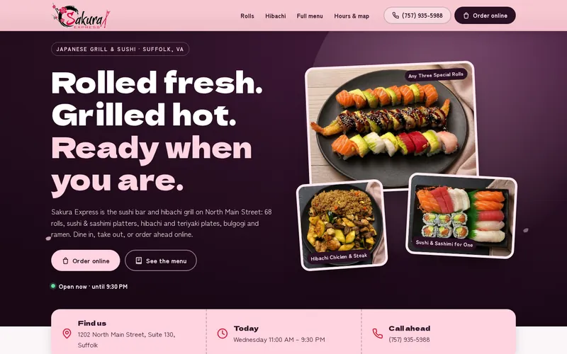 Sakura Express website homepage screenshot