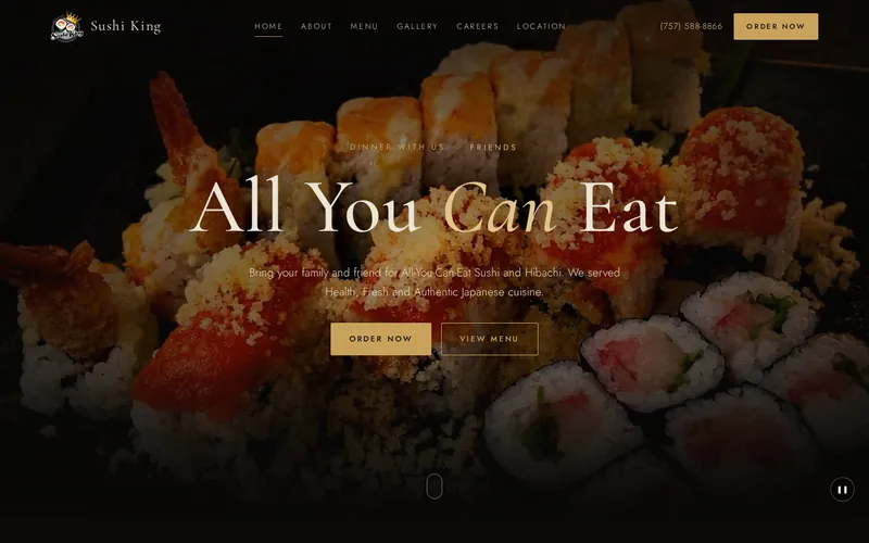 Sushi King Little Creek website homepage screenshot