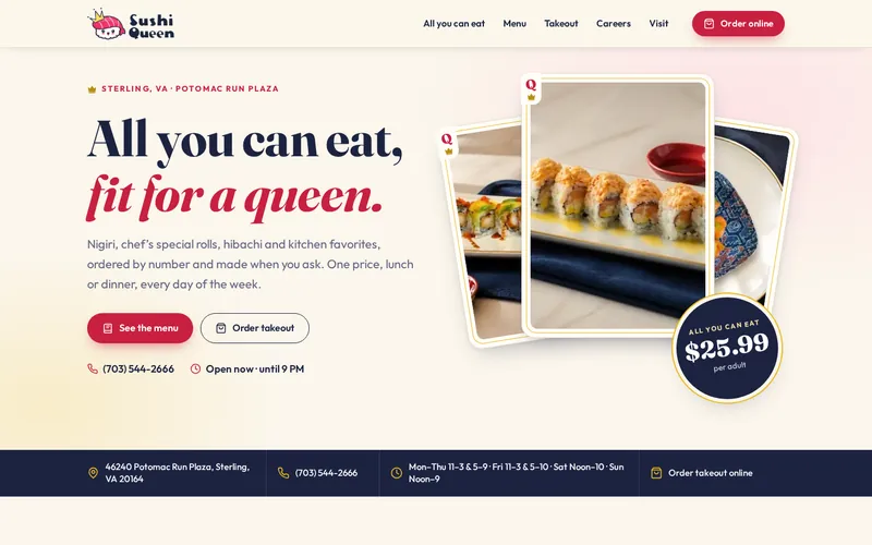 Sushi Queen website homepage screenshot