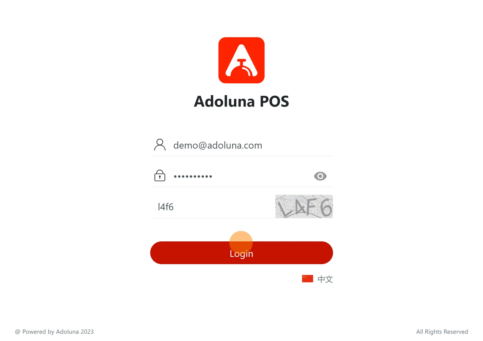 Adoluna POS screen – Login 2 (Device Binding)