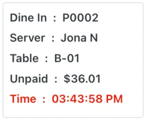 Adoluna POS screen – Order Block (Recall Operation: Order Detail Window)
