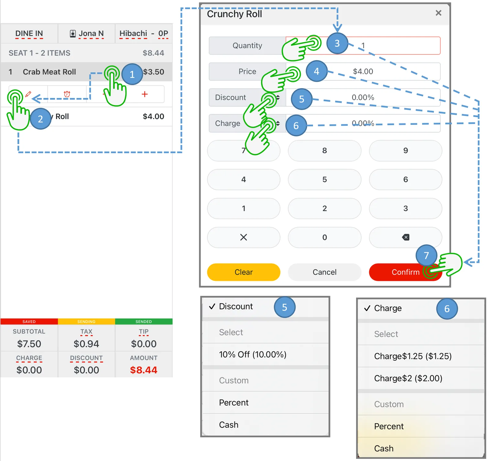 Adoluna POS screen – Edit Menu Item (Order Entry: Edit Menu Item)
