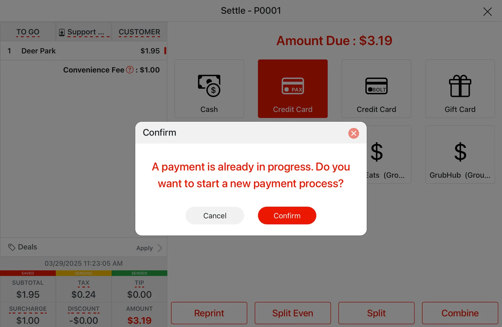 Adoluna POS screen – When two payment requests are made for the same order, the system… (How to Prevent Duplicate Credit Card Charges?…