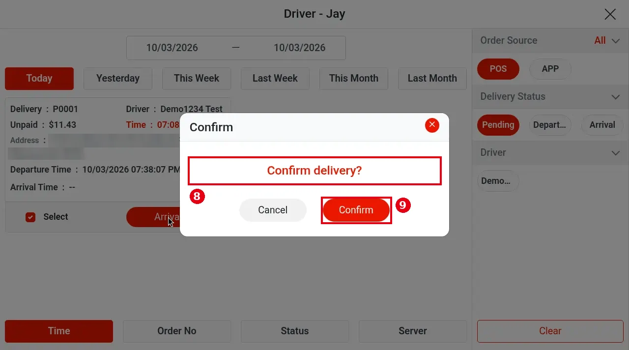 1.10.2 How to mark a delivery as arrived – 1102-4