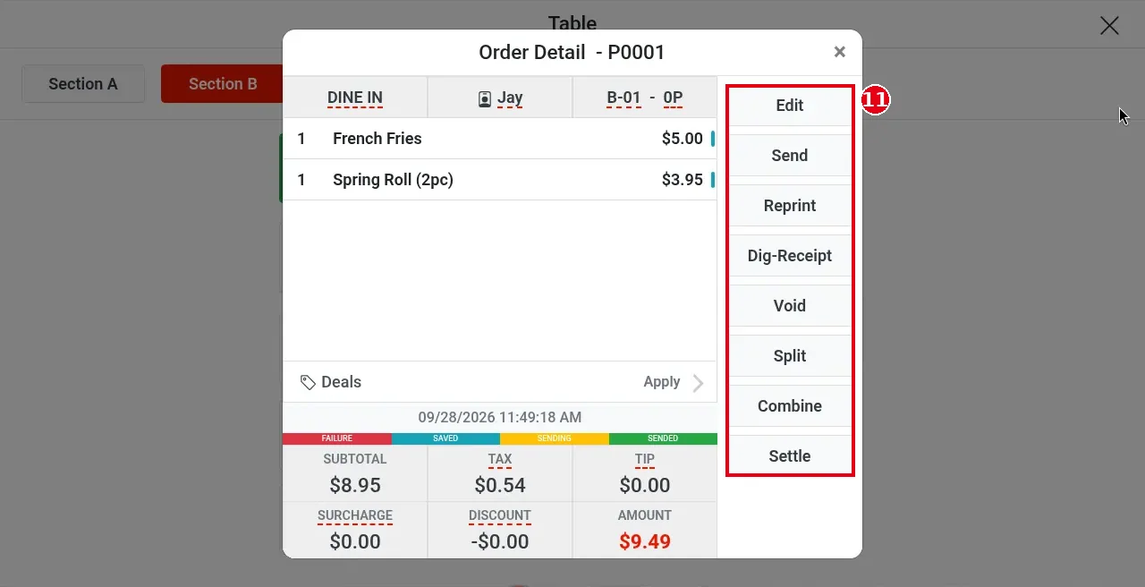 1.2.1 How to start a dine-in order – 121-11