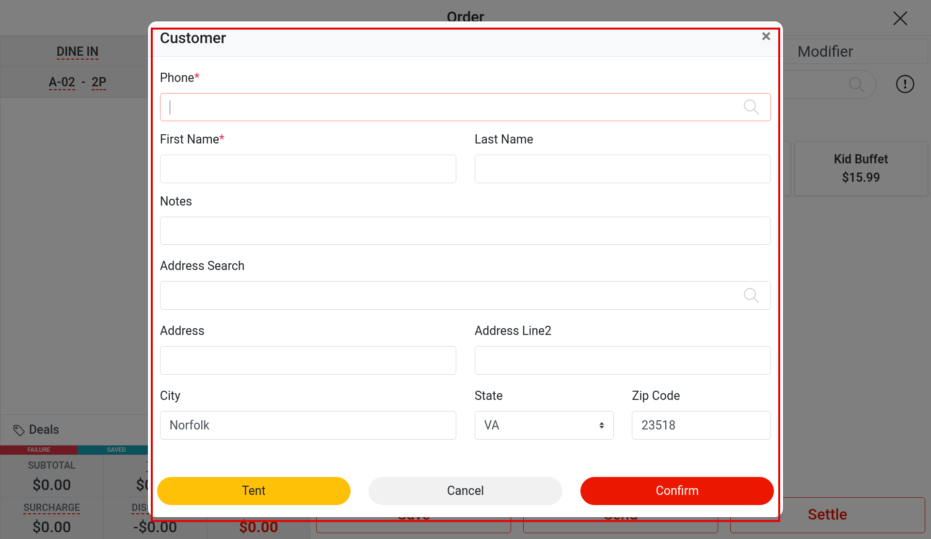 1.2.1 How to start a dine-in order – 121-6