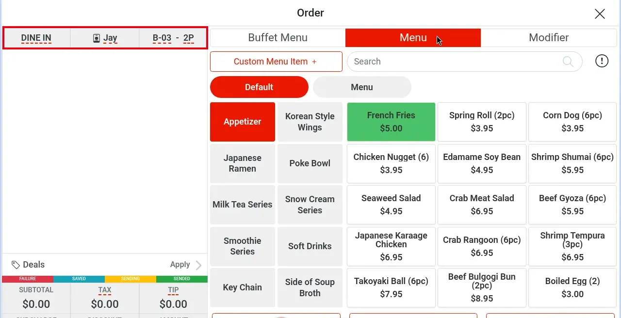 1.2.1 How to start a dine-in order – 121-6