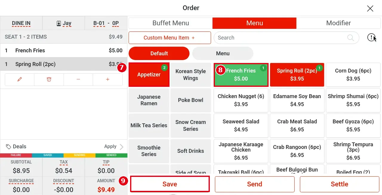 1.2.1 How to start a dine-in order – 121-7