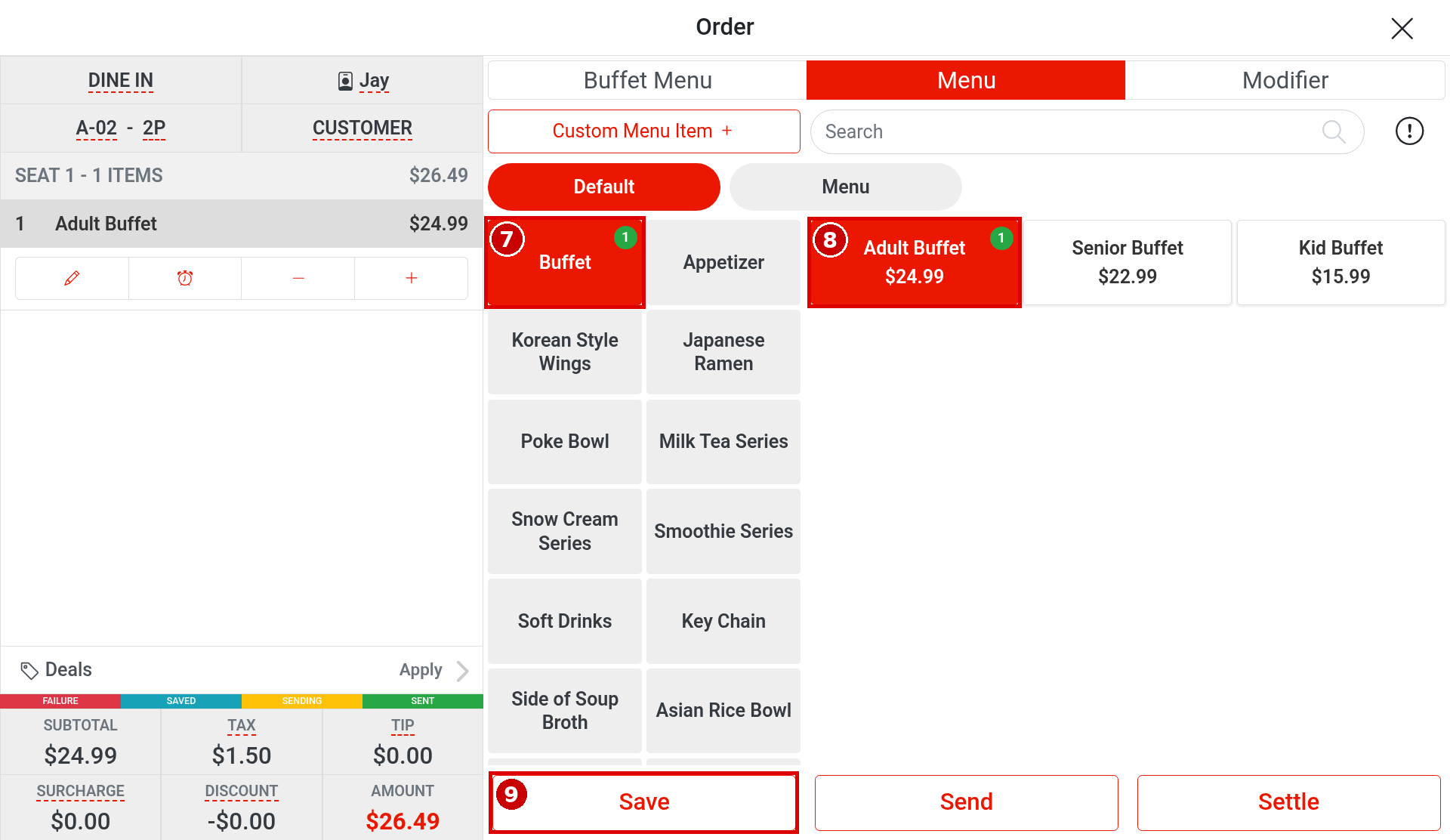 1.2.1 How to start a dine-in order – 121-7