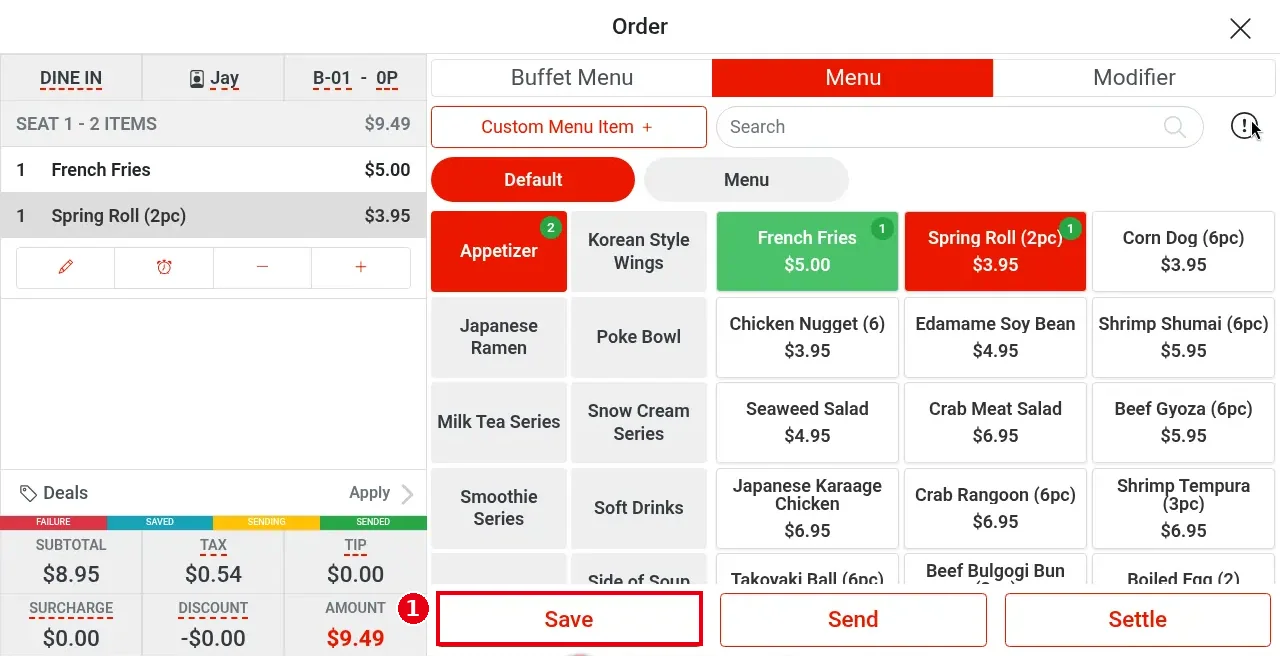1.2.12 How to save, send and settle an order – 1212-1
