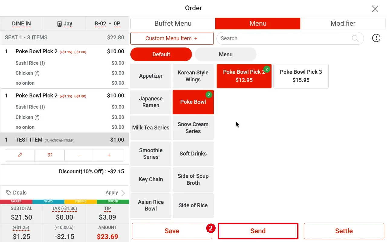 1.2.12 How to save, send and settle an order – 1212-2