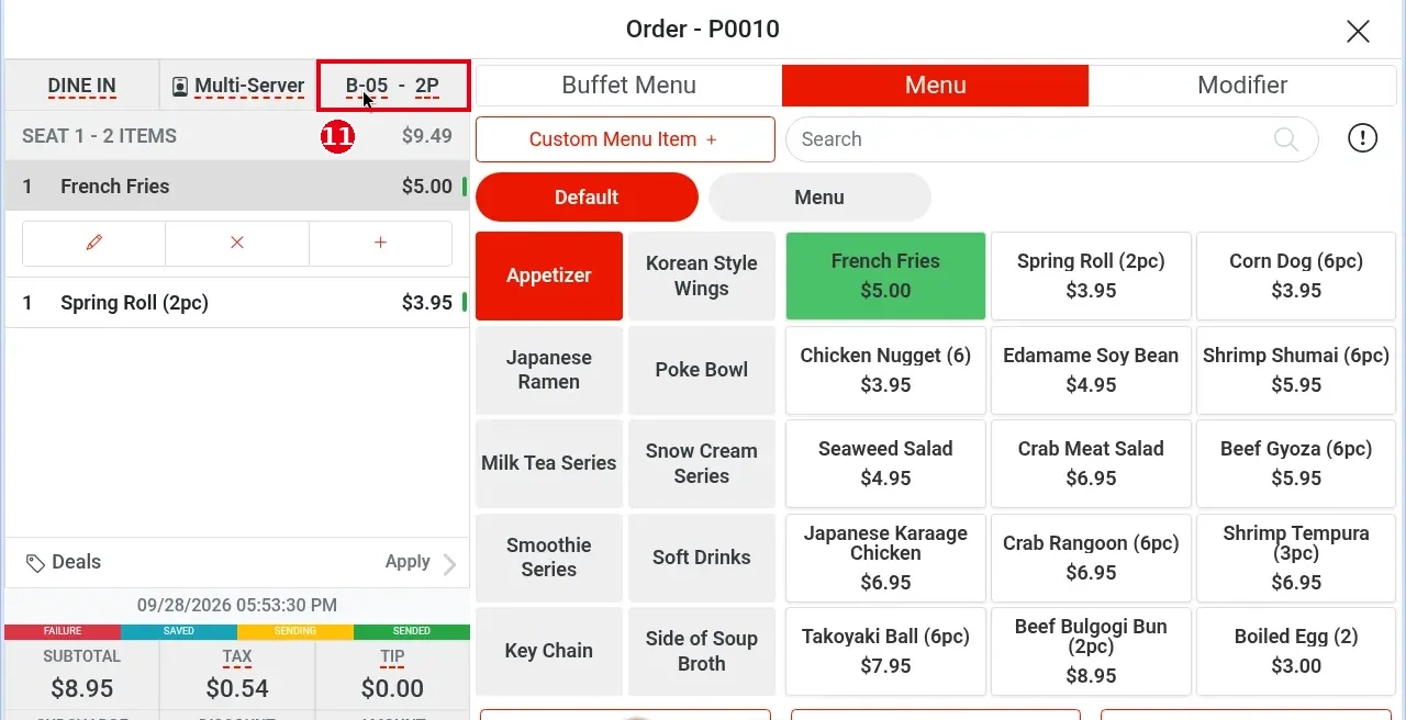1.2.13 How to change an order's type, server, table or customer – 1213-11