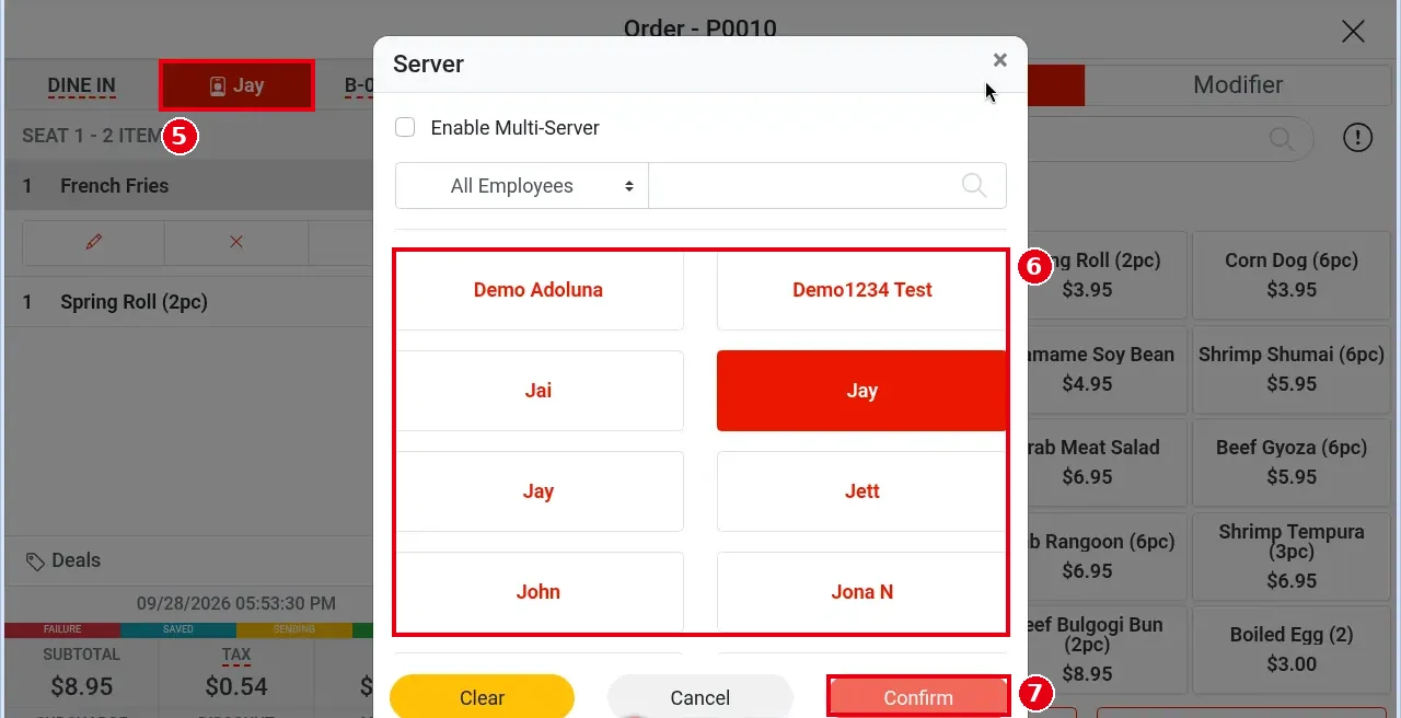 1.2.13 How to change an order's type, server, table or customer – 1213-5