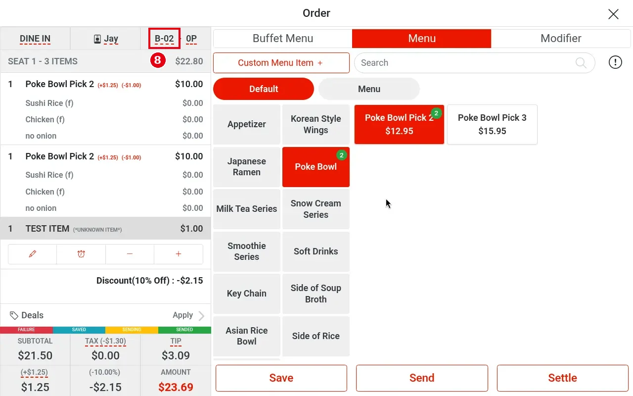 1.2.13 How to change an order's type, server, table or customer – 1213-8