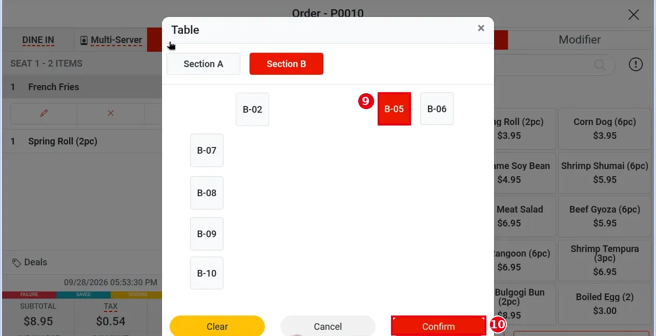 1.2.13 How to change an order's type, server, table or customer – 1213-9