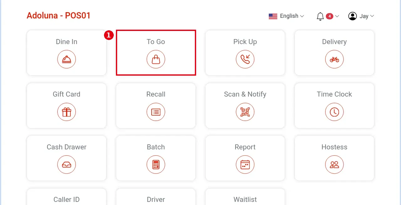 1.2.2 How to start a to-go order – 122-1