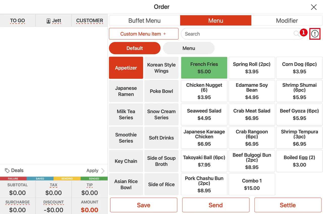 1.2.2 How to start a to-go order – 122-9