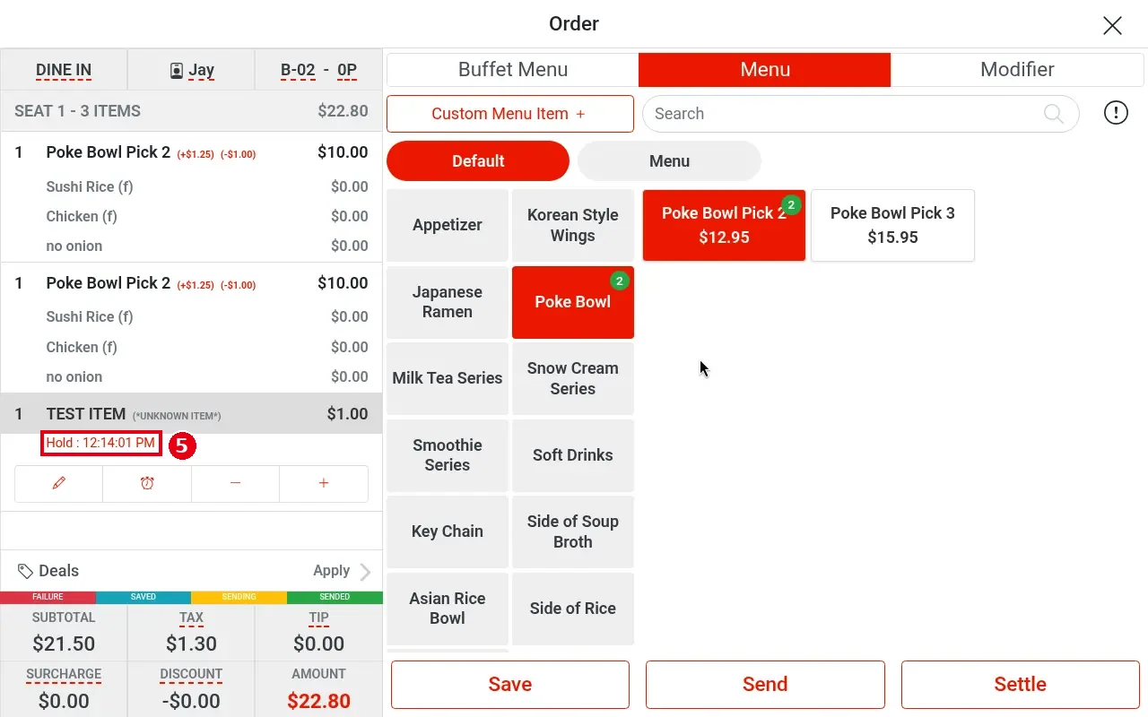 1.2.9 How to hold items before sending to the kitchen – 129-5