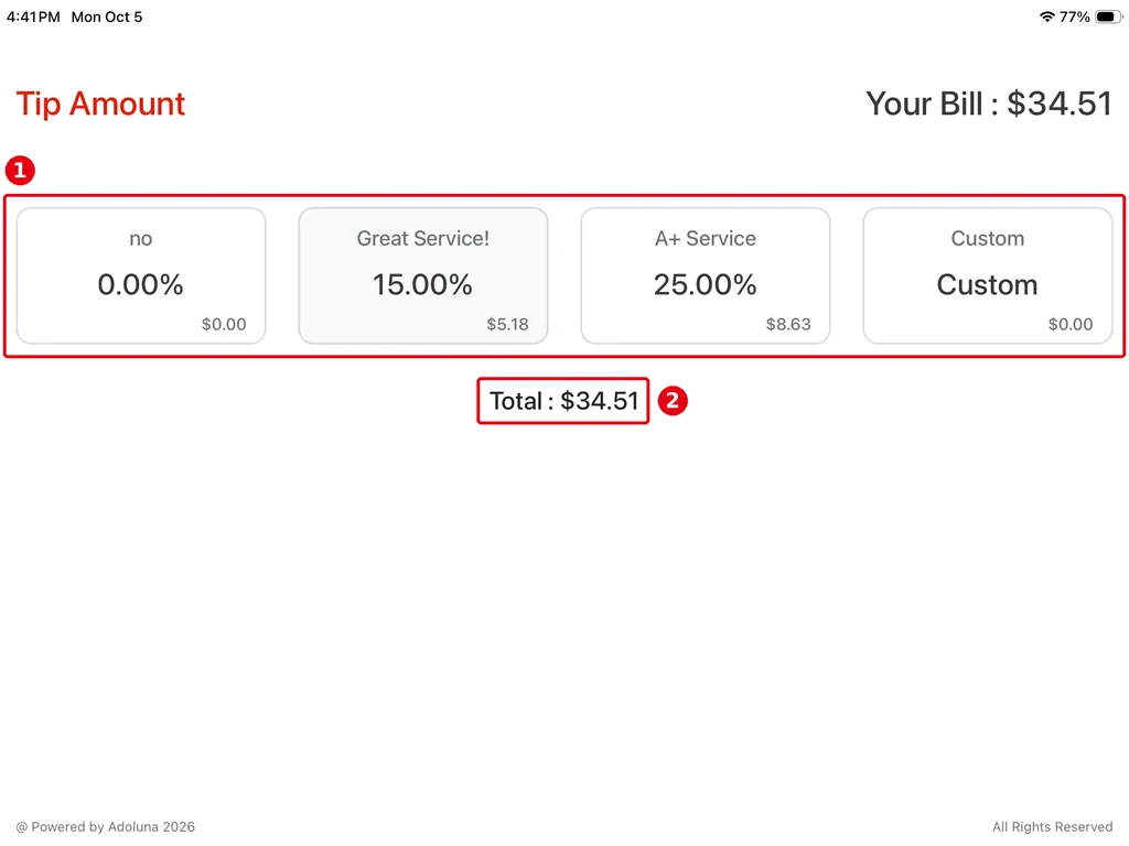 1.3.10 How guests add a tip and sign on the customer display – 1310-1