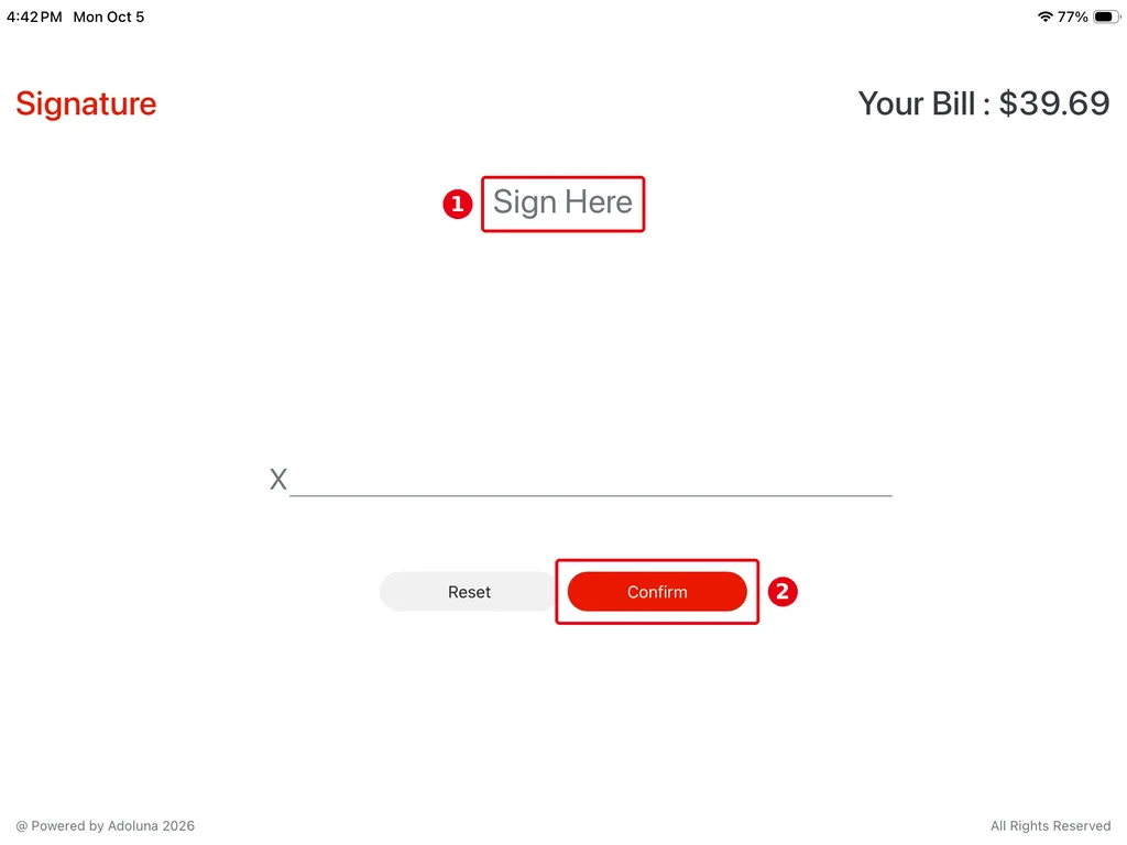 1.3.10 How guests add a tip and sign on the customer display – 1310-5