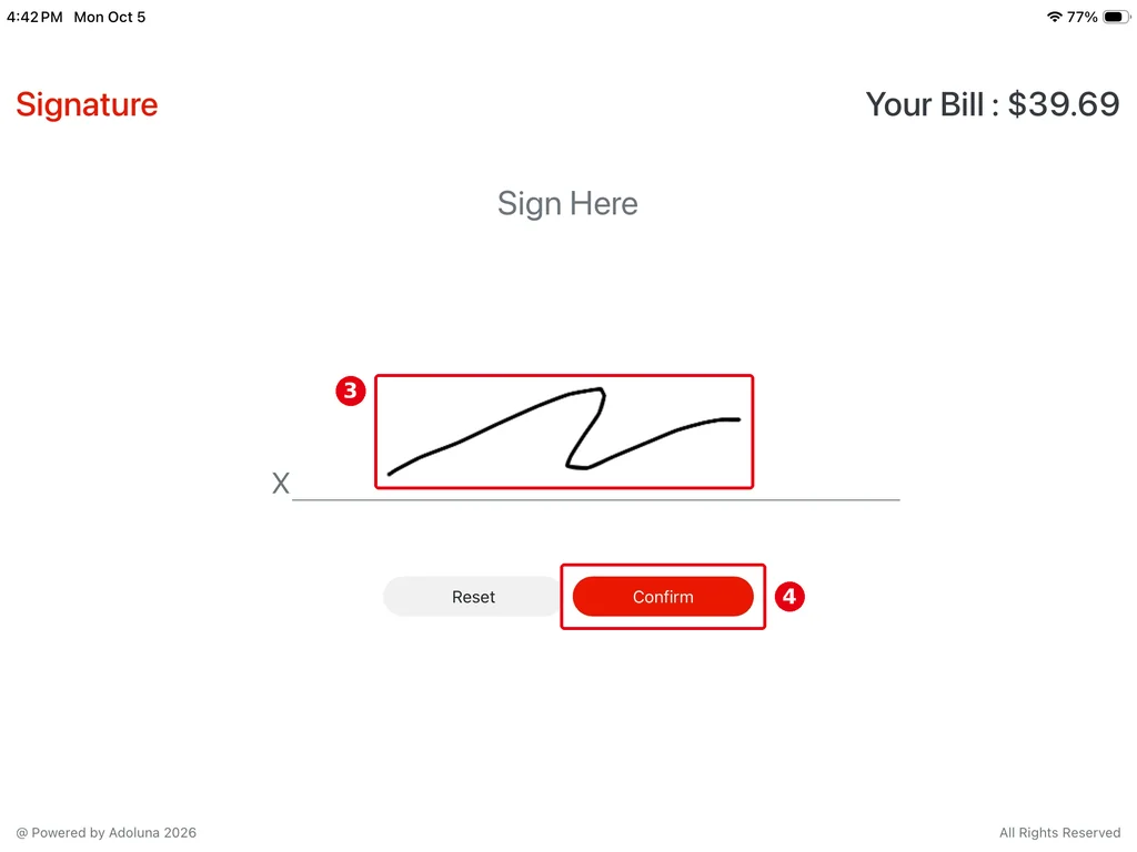 1.3.10 How guests add a tip and sign on the customer display – 1310-6