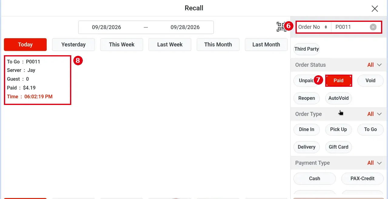 1.4.1 How to find an order in Recall – 141-3