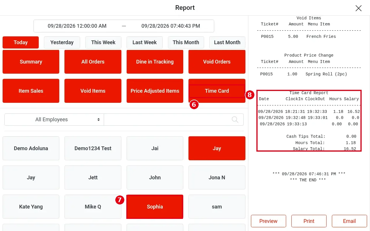 1.5.2 How to view your time card history – 152-3