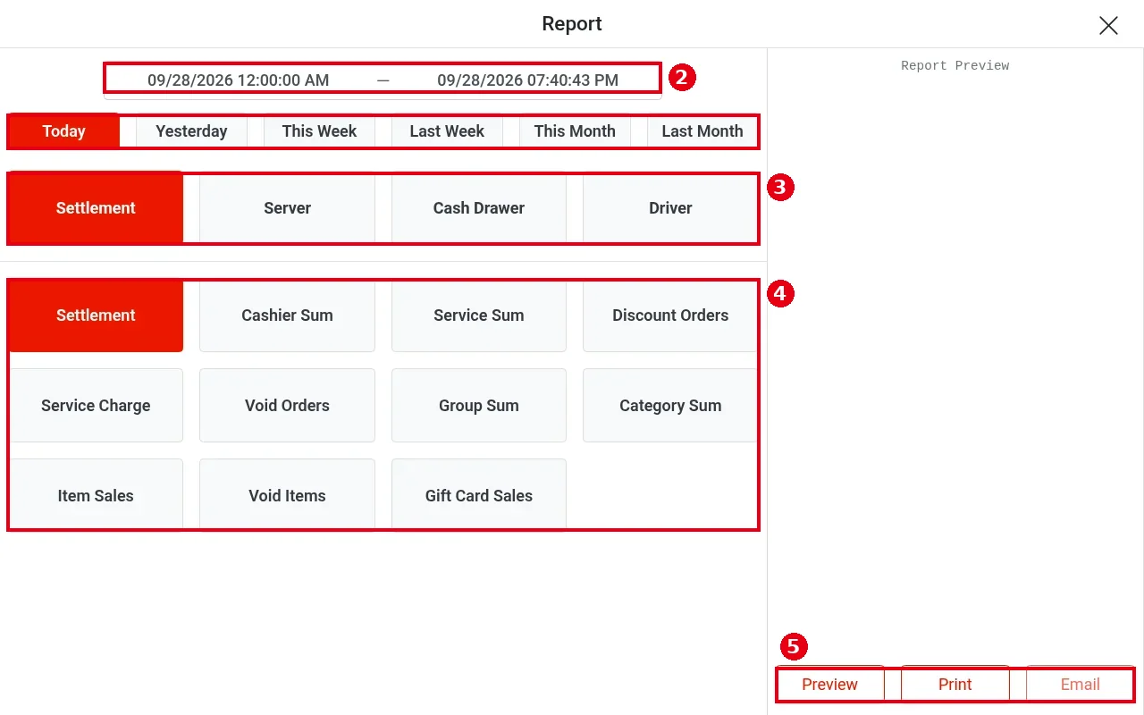 1.5.6 How to view, print or email POS reports – 156-2