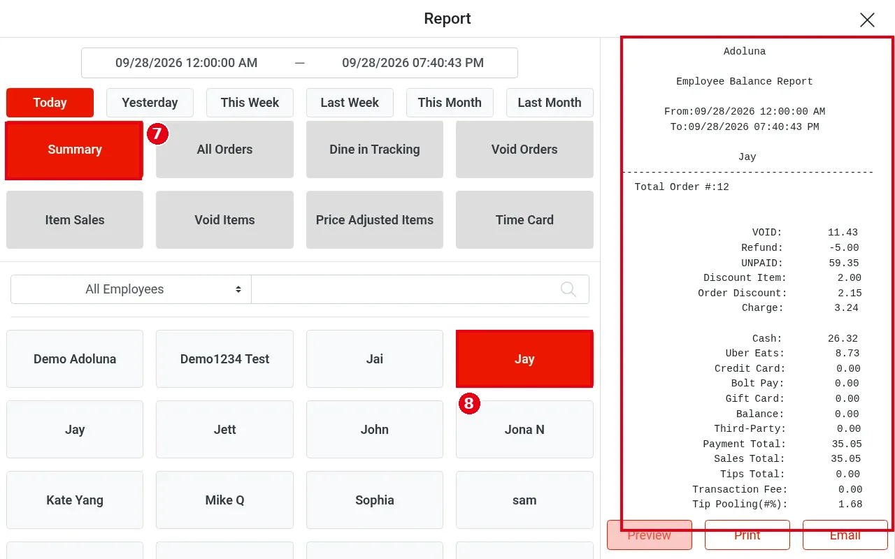 1.5.6 How to view, print or email POS reports – 156-4