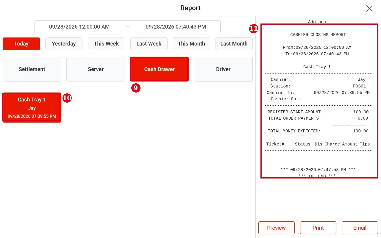 1.5.6 How to view, print or email POS reports – 156-6