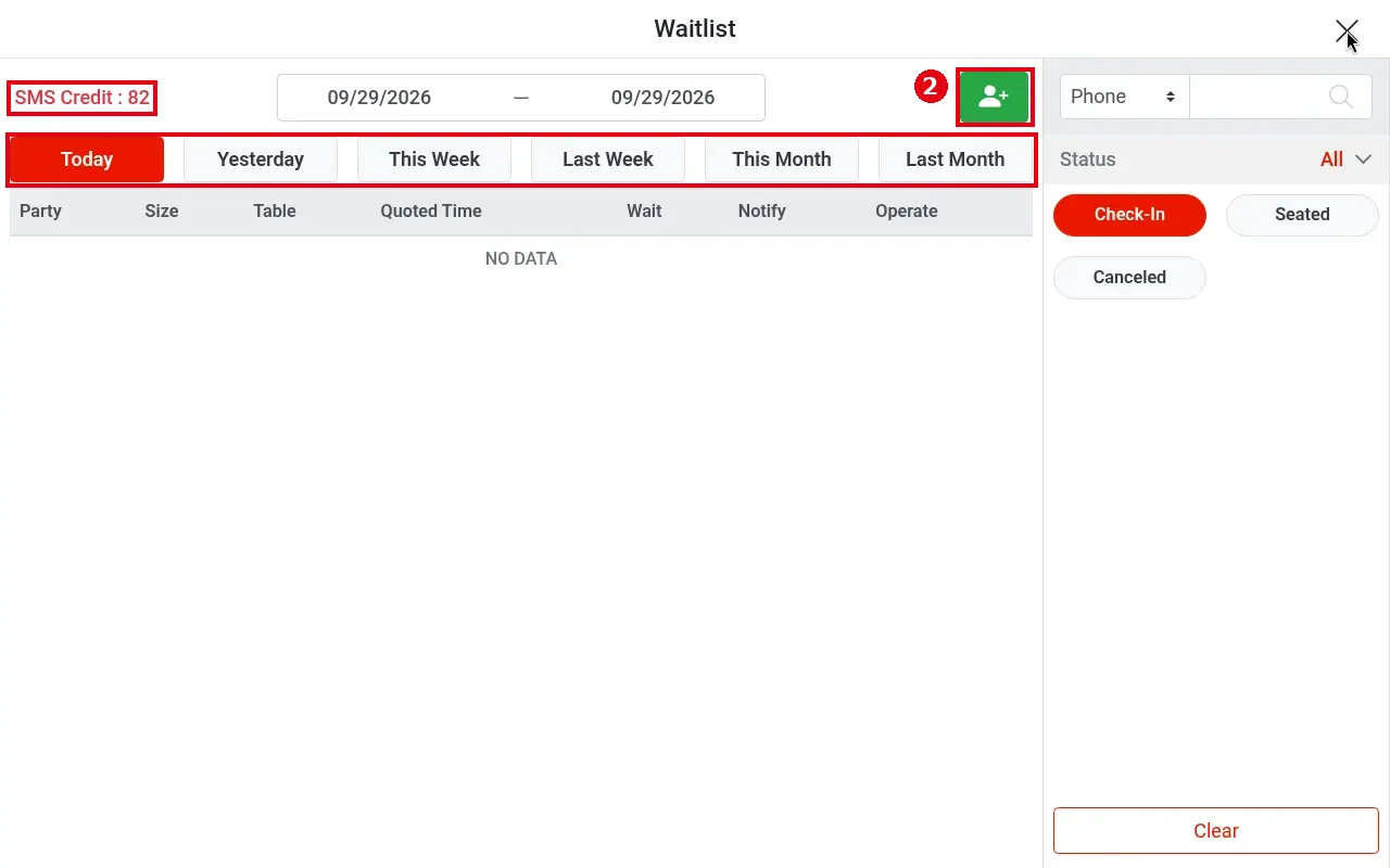 1.7.2 How to add a party to the waitlist – 172-2