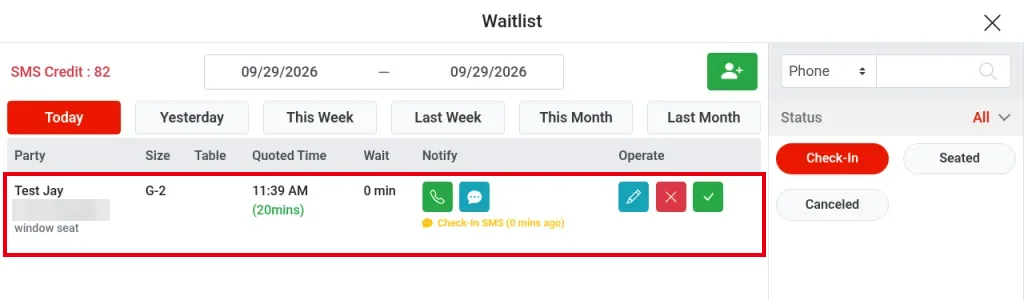 1.7.2 How to add a party to the waitlist – 172-4