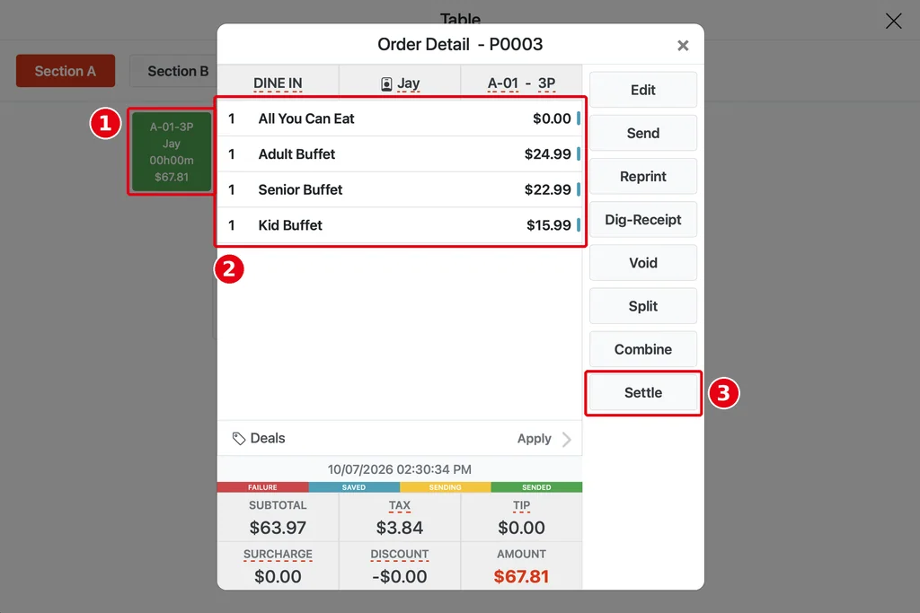 1.8.6 How to settle an All You Can Eat (buffet) table – 186-1