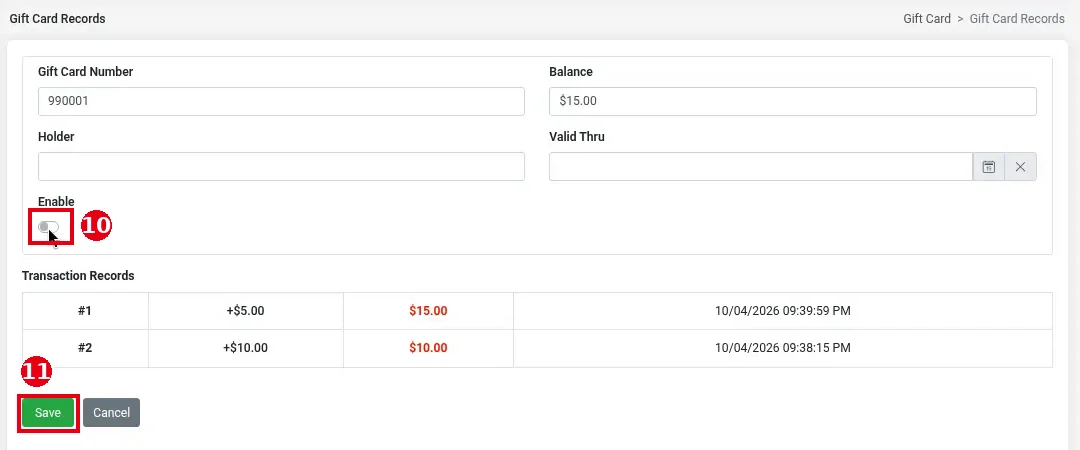 2.10.2 How to view, export and freeze gift card records – 2102-4