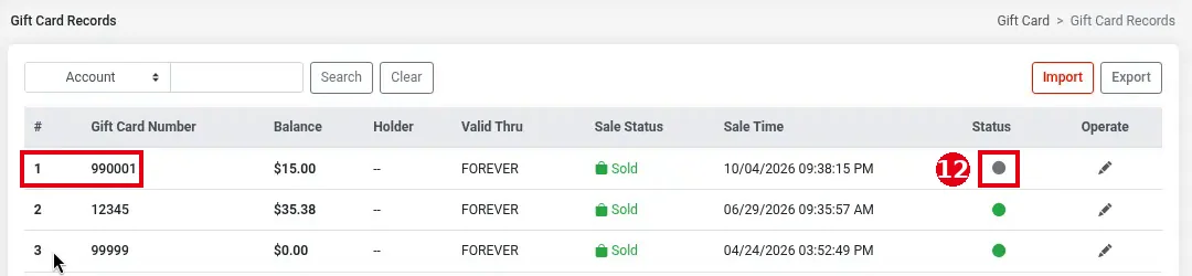2.10.2 How to view, export and freeze gift card records – 2102-5