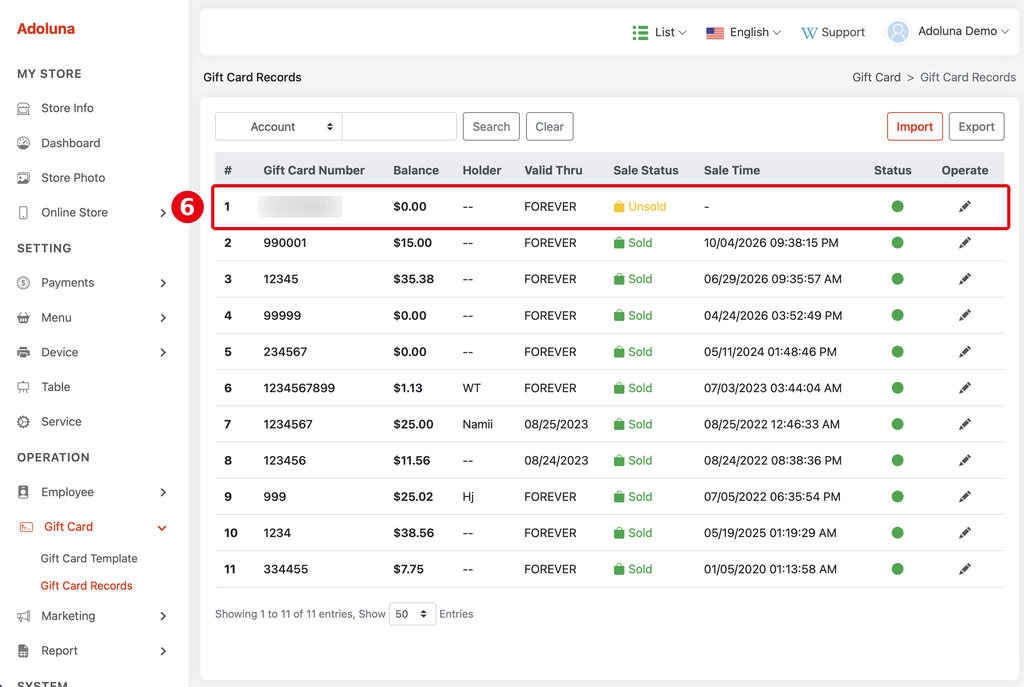 2.10.3 How to import PIN gift cards – 2103-i4