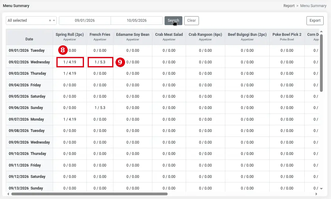 2.11.3 How to run the Menu Summary report – 2113-3