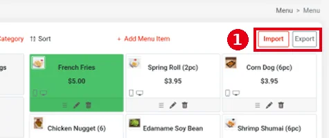 2.3.12 How to import and export the menu with Excel – 2312-1