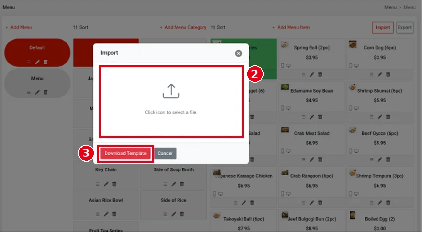 2.3.12 How to import and export the menu with Excel – 2312-2