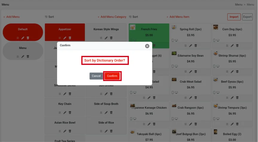 2.3.4 How to create and sort menu categories – 234-5