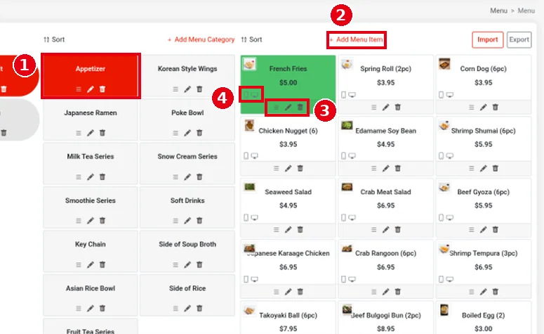 2.3.5 How to add menu items – 235-1