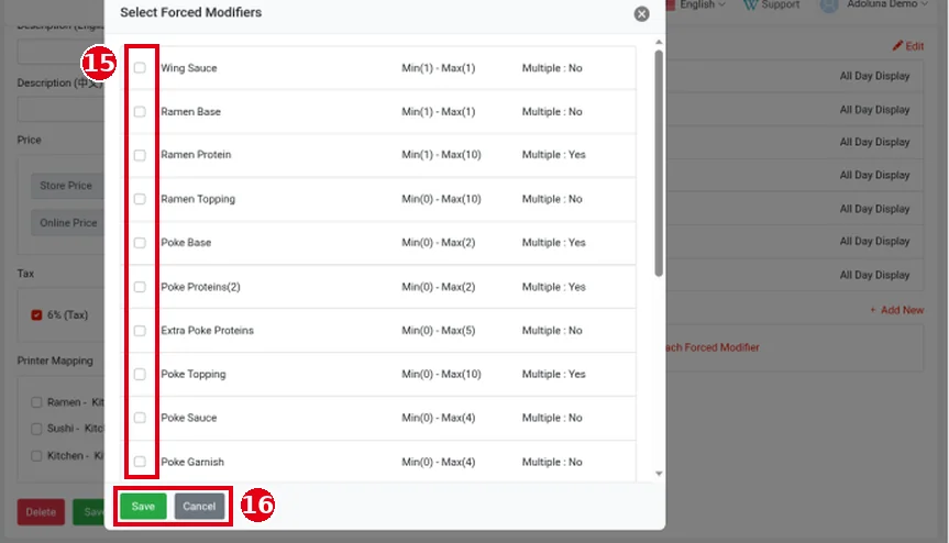 2.3.7 How to set up forced modifiers and default choices – 237-4
