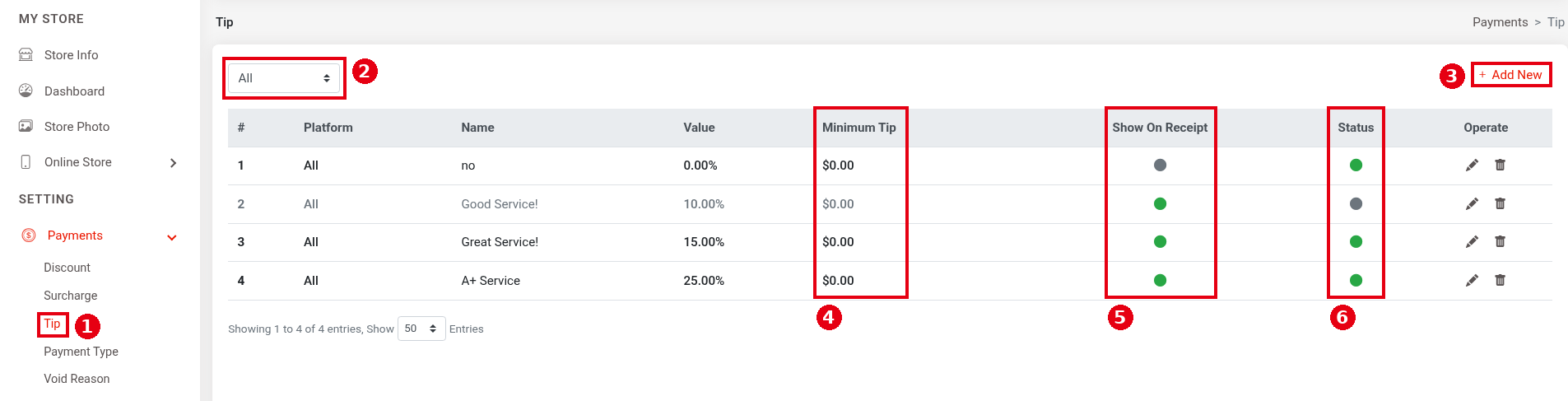 2.4.3 How to set up tip options, minimum tip and tip base – 243-1