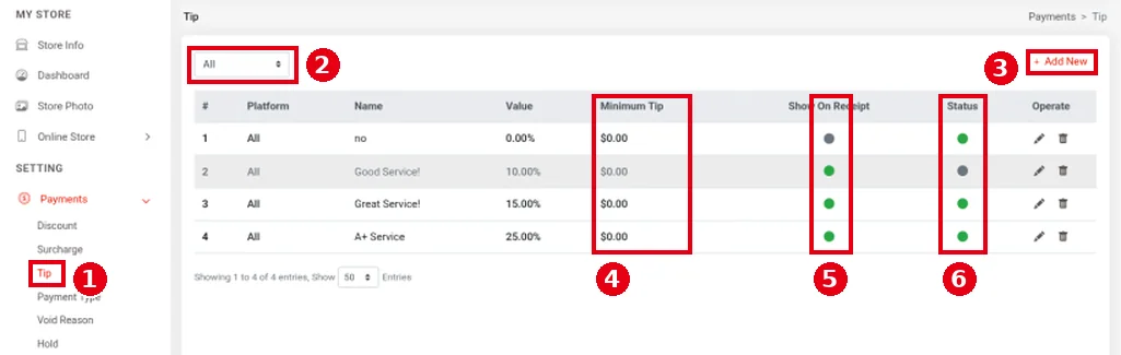2.4.3 How to set up tip options, minimum tip and tip base – 243-1