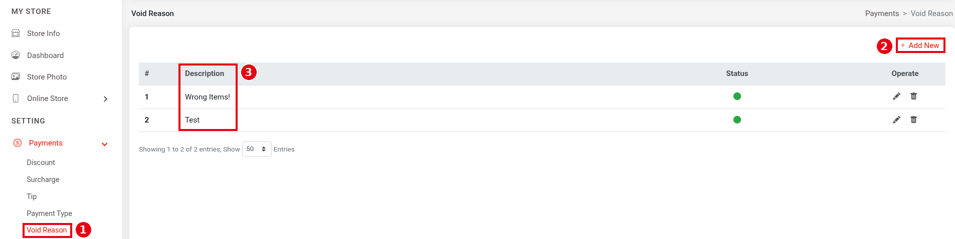 2.4.5 How to set up void reasons – 245-1
