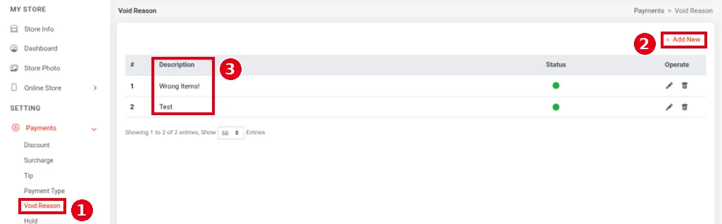 2.4.5 How to set up void reasons – 245-1