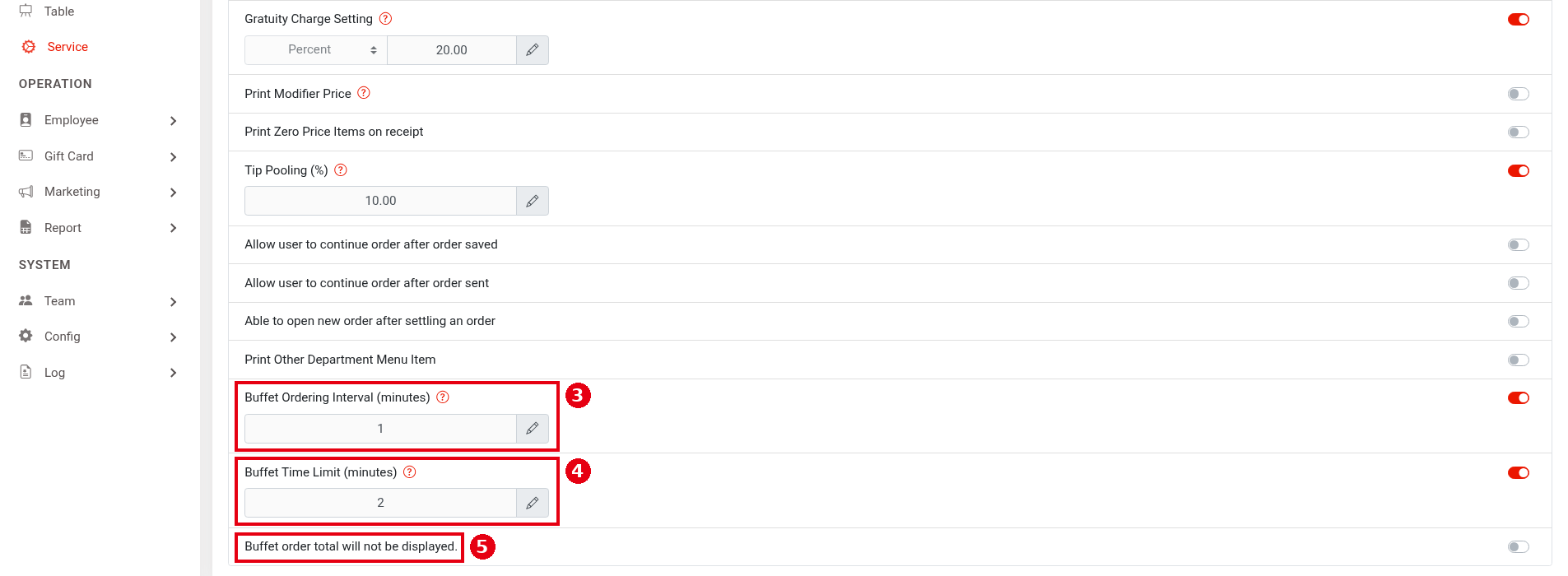 2.6.3 How to set buffet time limits and ordering intervals – 263-2