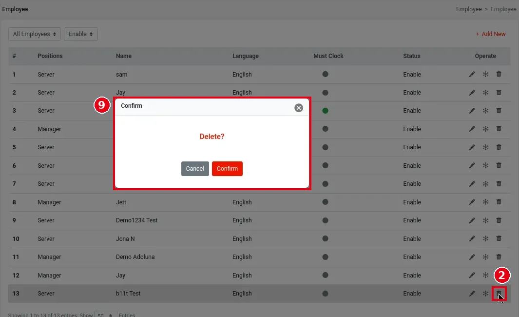 2.8.4 How to freeze, delete or restore an employee – 284-8