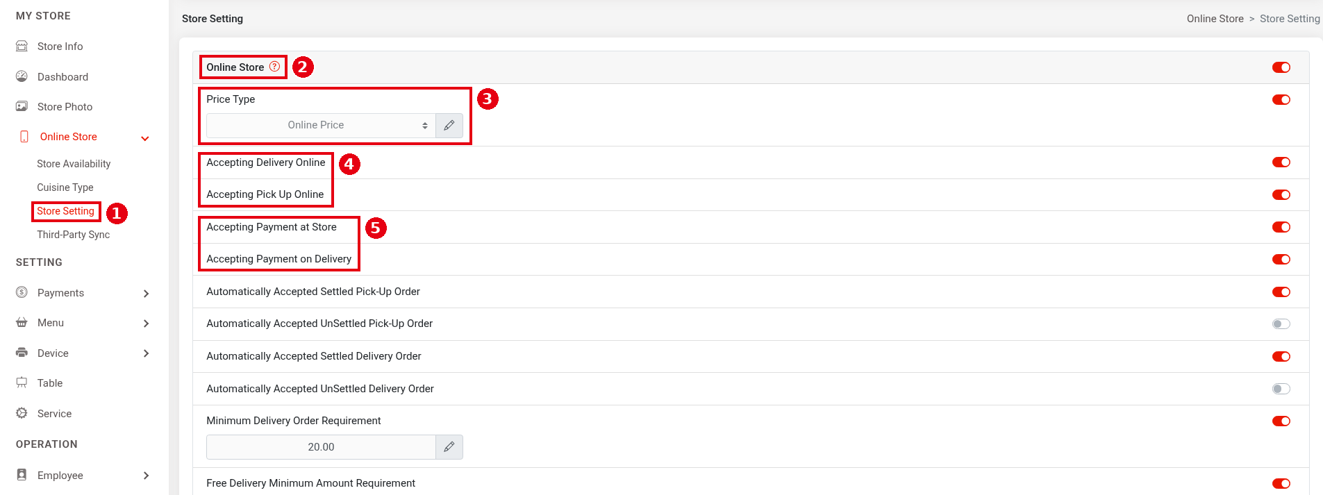 2.9.2 How to set online pick-up and delivery rules – 292-1